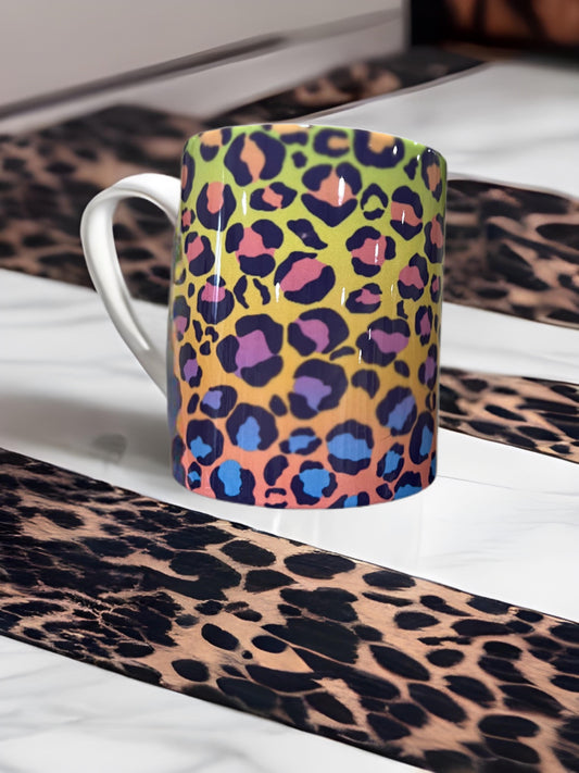 Rainbow Leopard Coffee Cup